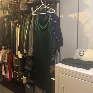 Emerald Velvet Cowl Midi Dress — Women’s Slip Dress